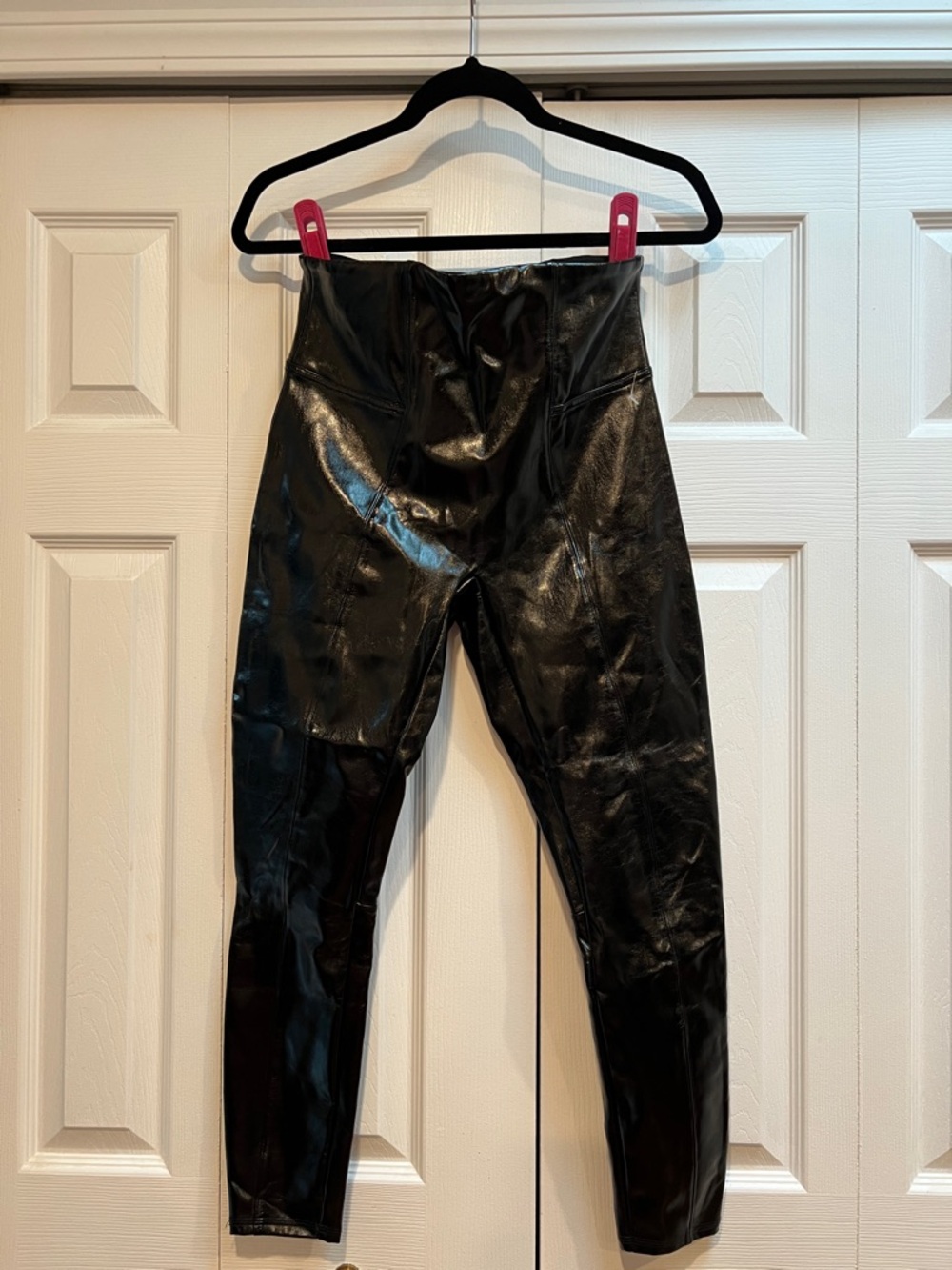 SPANX Black Shiny patent Leather Leggings medium nwot